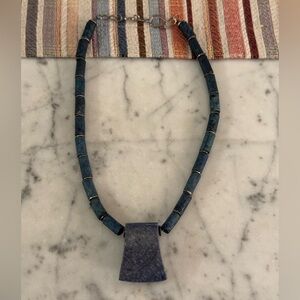 Blue coral pendant 15 inches like new